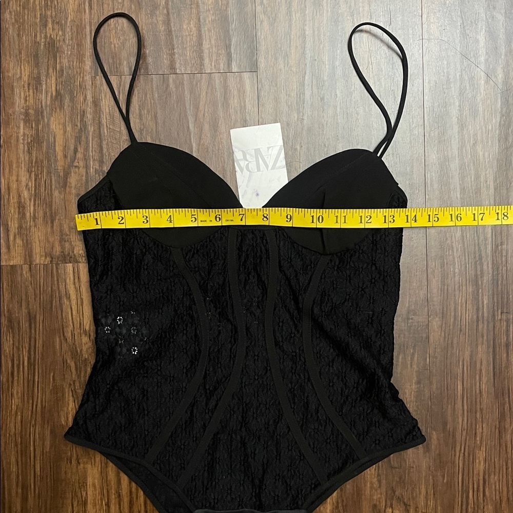 NWT Zara Strappy lace  bodysuit black size M - Picture 8 of 13